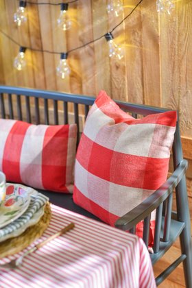 Red & Natural Check Sq. Cushion w Pad, £24.99