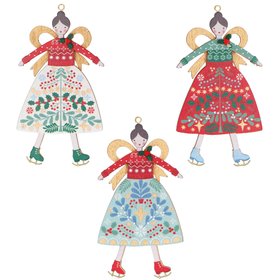 SEP '26: Alpine Wood Angel Hanging Decoration, Set of 3, £11.99