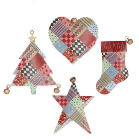 SEP '26: Gold Glitter Circus Patchwork Tin Decoration, Set of 4, £15.99