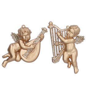 SEP '26: Lute Harp Gold Acrylic Cherub Hanging Decoration, Set of 2, £11.99