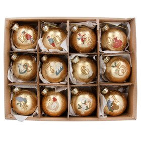 SEP '26: 12 Days of Christmas Glass Gold Baubles, Box/12, £29.99