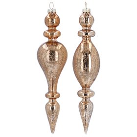SEP '26: Antique Gold Glass Finial Drop Hanging Decoration, Set of 2,  £11.99