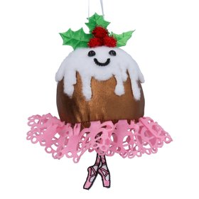 SEP '26: Fabric Smiling Christmas Pudding w Tutu Hanging Decoration, £8.99