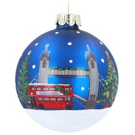 SEP '26: Blue/London Scene Glass Bauble (back design), £5.99
