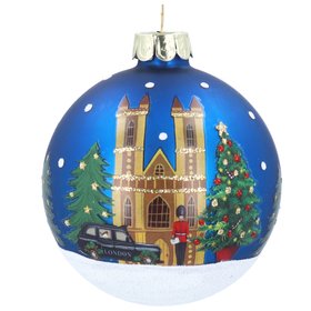 SEP '26: Blue/London Scene Glass Bauble (front design), £5.99