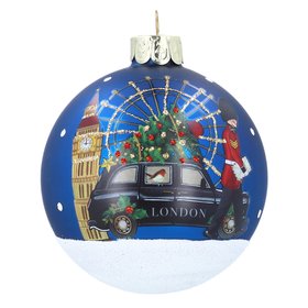 SEP '26: Blue/London Characters Glass Bauble (back design), £5.99