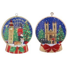 SEP '26: London Scene Dome Hanging Tin Decoration (back design), Set of 2, £8.99