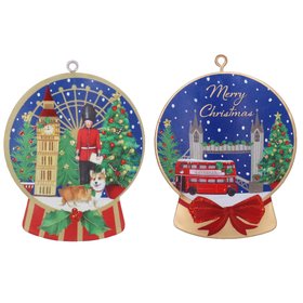 SEP '26: London Scene Dome Hanging Tin Decoration (front design), Set of 2, £8.99