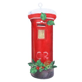 SEP '26: London Post Box w Holly Hanging Tin Decoration, £3.49