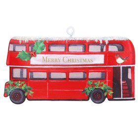 SEP '26: London Bus w Holly & Robin Hanging Tin Decoration, £3.49