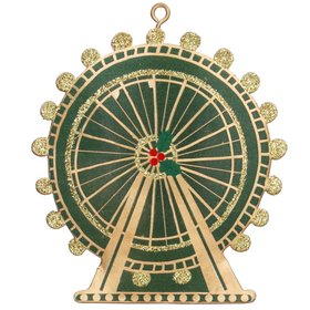 SEP '26: London Eye Hanging Tin Decoration - Green Gold Glitter, £4.49