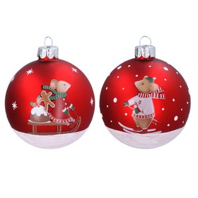 SEP '26: Matt Red Holly & Alfie Glass Bauble, Set of Assorted 2, £11.99