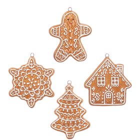 SEP '26: Ceramic Gingerbread Mini Shapes Hanging Decoration, Set of 4, £17.99