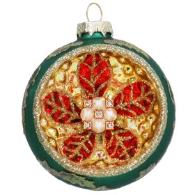 SEP '26: Green Gold Ornate Dimple Glass Bauble, £4.99