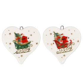 SEP '26: Nostalgia Sleigh Ceramic Heart Decoration, Set of 2, £7.99