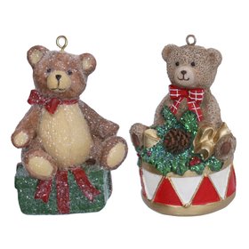 SEP '26: Resin Teddy on Gift & Drum Hanging Decoration, Set of 2, £17.99