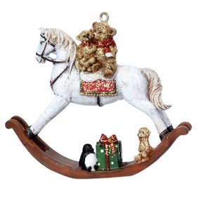 SEP '26: Resin Teddy on Rocking Horse Decoration, £9.99