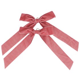 SEP '26: Dusky Pink Velvet Hanging Bow Decoration, Pack/2, £4.99