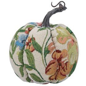 AUTUMN '26: Small Tapestry Floral Leaves Pumpkin Ornament, £8.99