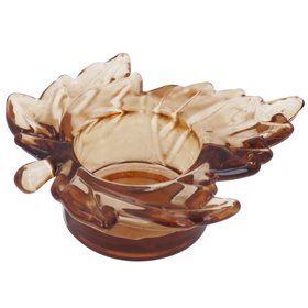 AUTUMN '26: Dark Amber Glass Maple Leaf T-Lite Holder, £3.49