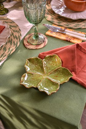 AUTUMN '26: Large Green Reactive Stoneware Hibiscus Trinket Plate, £14.99