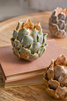 AUTUMN '26: Blue Brown Reactive Glaze Artichoke T-Lite Holder, £14.99