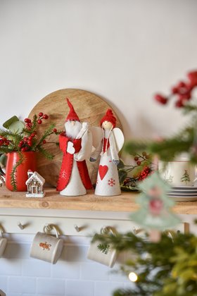 SEP '26: Red/White Felt Santa/Angel Tree Topper, Set of 2, £11.99