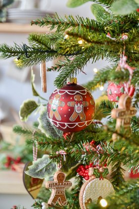 SEP '26: Matt Red Gingerbread Men Glass Bauble, £5.99