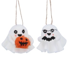 HALLOWEEN '26: Mixed Wool Ghost Hanging Decoration, Set of 2, £9.99