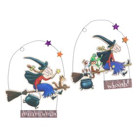 HALLOWEEN '26: Room on the Broom Witch Wood Hanging Decoration, Set of 2, £9.99