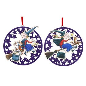 HALLOWEEN '26: Room on the Broom Witch Wood Fretwork Hanging Disc, Set of 2, £6.99