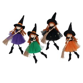 HALLOWEEN '26: Witch with Broom Hanging Decoration, Set of 4, £17.99