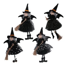 HALLOWEEN '26: Black Witch with Broom Hanging Decoration, Set of 4, £25.99