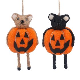 HALLOWEEN '26: Mixed Wool Bear Pumpkin Hanging Decoration, Set of 2, £16.99