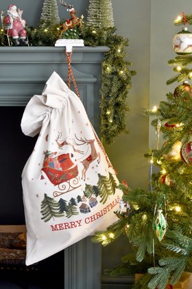 SEP '26: Nostalgia Sleigh Fabric Santa Sack, £19.99
