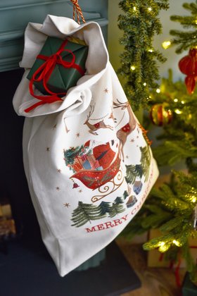 SEP '26: Nostalgia Sleigh Fabric Santa Sack, £19.99