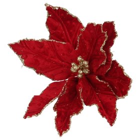 SEP '26: Red Clip Poinsettia w Gold Trim, £3.49