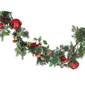 SEP '26: Pine Garland w Red Berries & Bells, £35.99