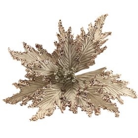 SEP '26: Pale Gold Fabric/Glitter Poinsettia Pick, £4.49