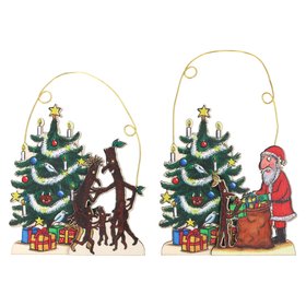 SEP '26: Stickman Family Santa Wood Layered Decoration, Set of 2, £5.99