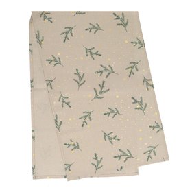 SEP '26: Fabric Table Runner w Sprigs/Gold Snow Pattern, £10.99