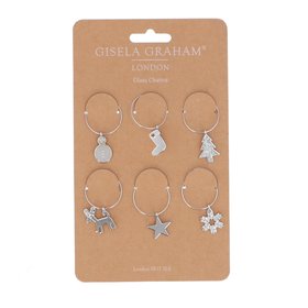 SEP '26: Silver Christmas Symbols Glass Charms, Pack/6, £4.99