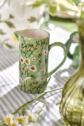 Green Wild Daisy Stoneware Jug, Small, £14.99