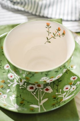 Green Wild Daisy Stoneware Bowl, Sml, £10.99