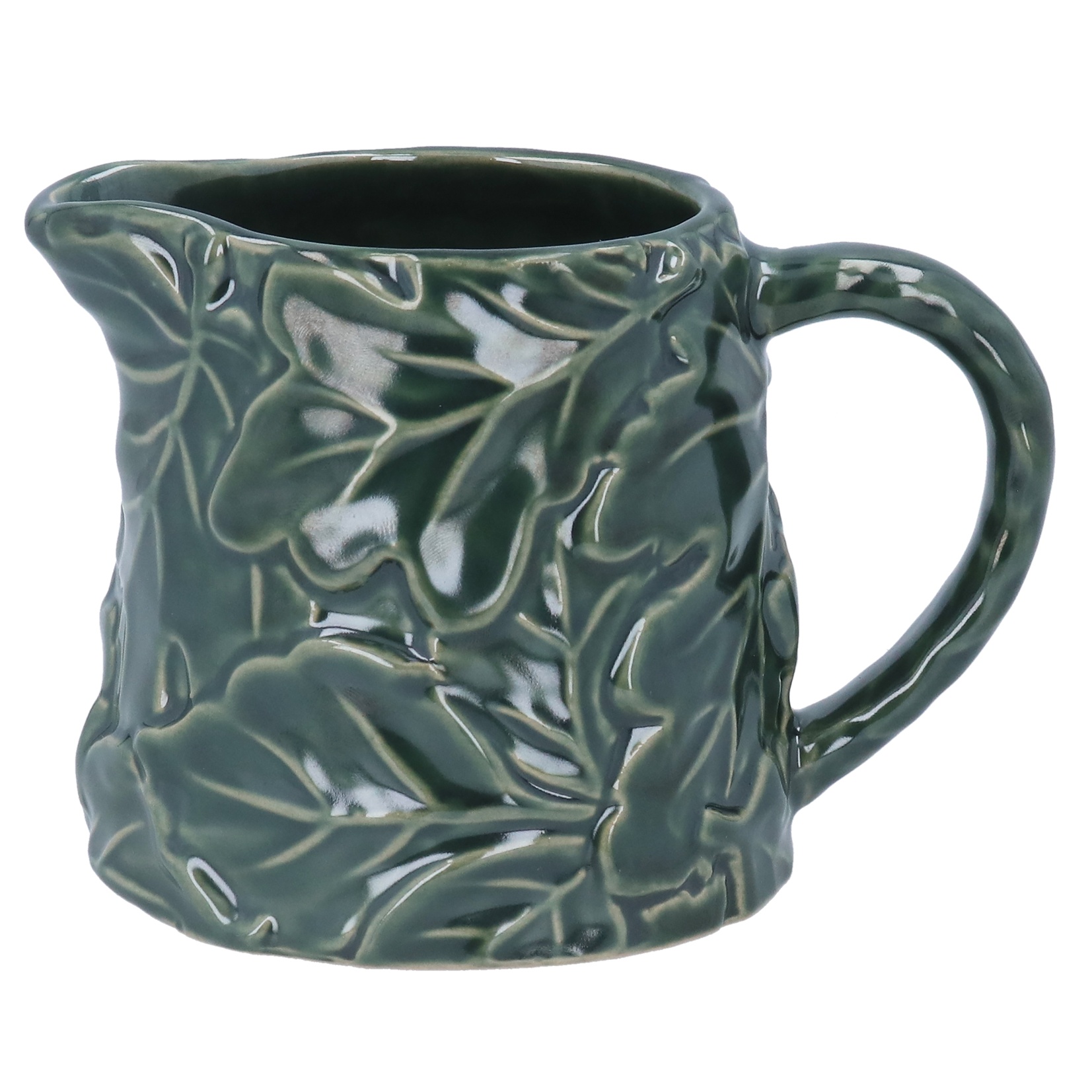 Green Stoneware Oak Leaf Jug, Med, £16.99