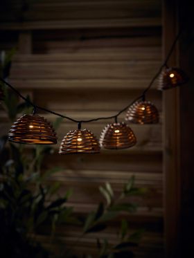 COX&COX Three Solar Half Round Rattan String Lights  1545478