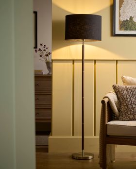 COX&COX Walnut & Brushed Steel Floor Lamp 1351709