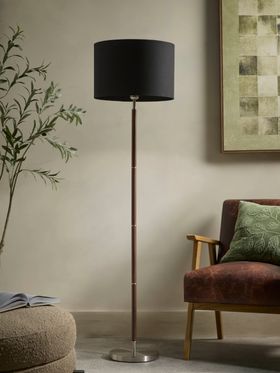 COX&COX Walnut & Brushed Steel Floor Lamp 1351709