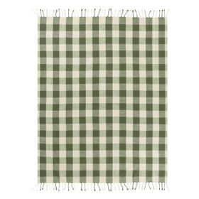 COX&COX Gingham Indoor Outdoor Throw - Green 1552267