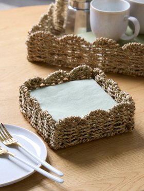 COX&COX Scalloped Seagrass Napkin Holder 1150996